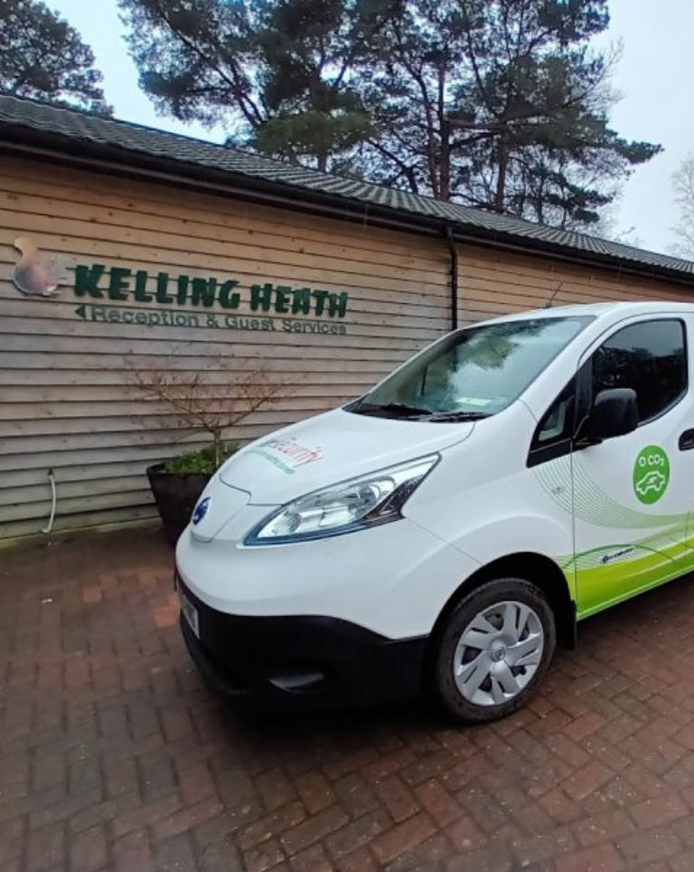 Norse Security white van parked outside Kelling Heath Norse Security white van parked outside Kelling Heath